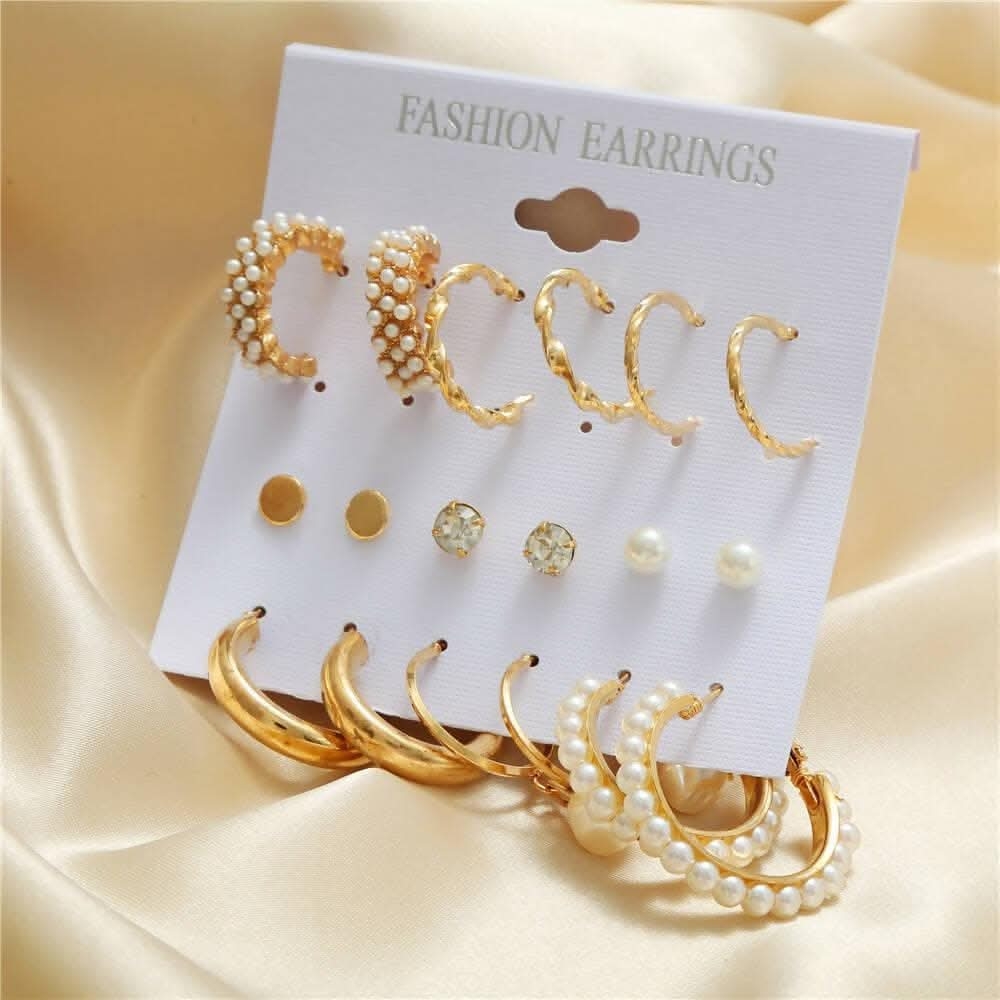 Pinapes Latest Stylish Combo Design Pairs Metal Earrings for Women and Girls (Ring Type) view 2
