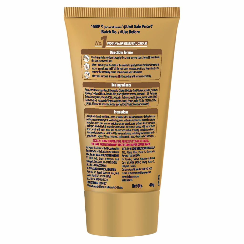 VI-JOHN FEATHER TOUCH Gold & Silver Hair Removal for Salon-like Finish No Ammonia Smell Cream (40 g) view 2