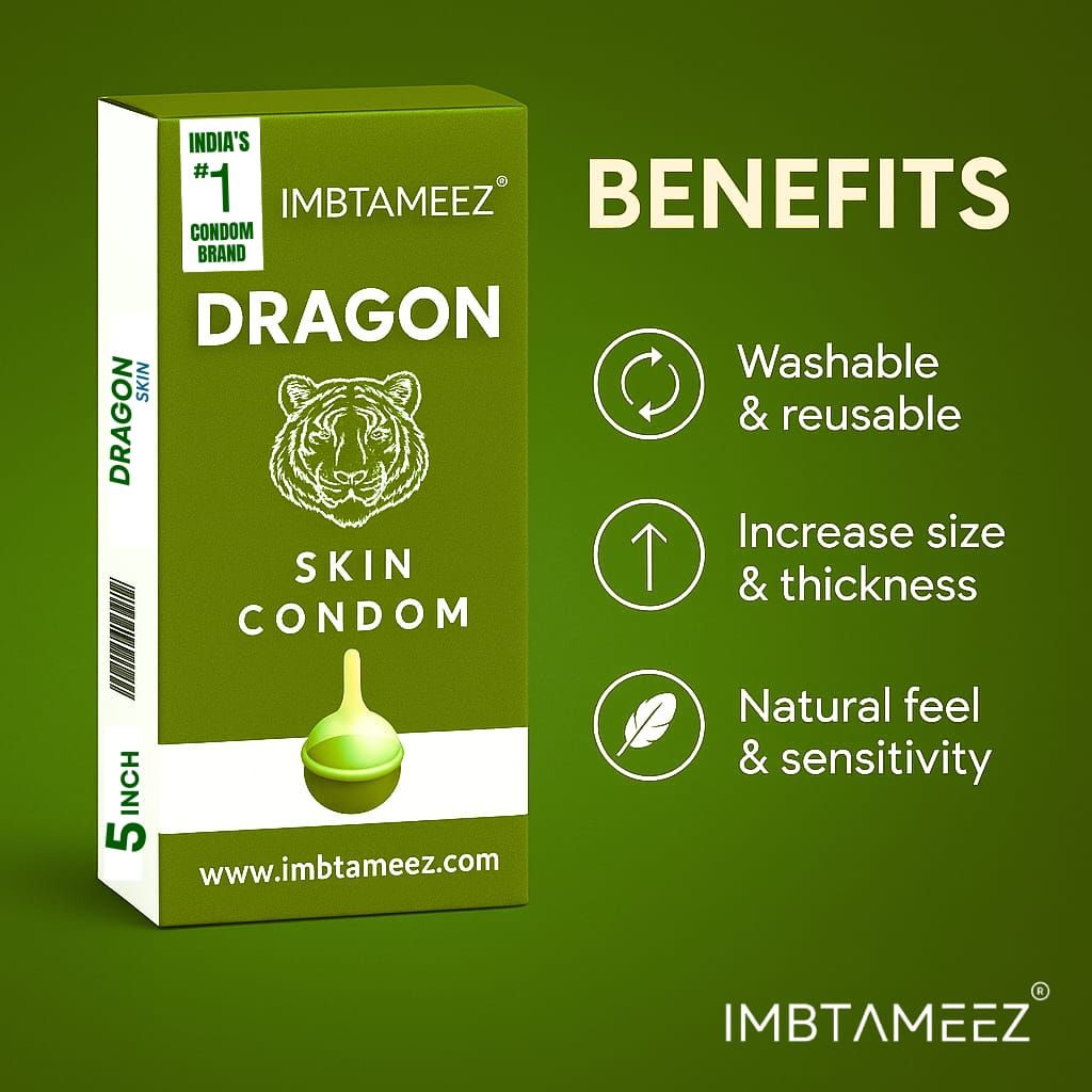 Imbtameez Dragon Silicone Condom Royal Edition | 5 Inch Reusable Dragon Skin Condom | Latex-Free, Washable Sleeve for Men view 2