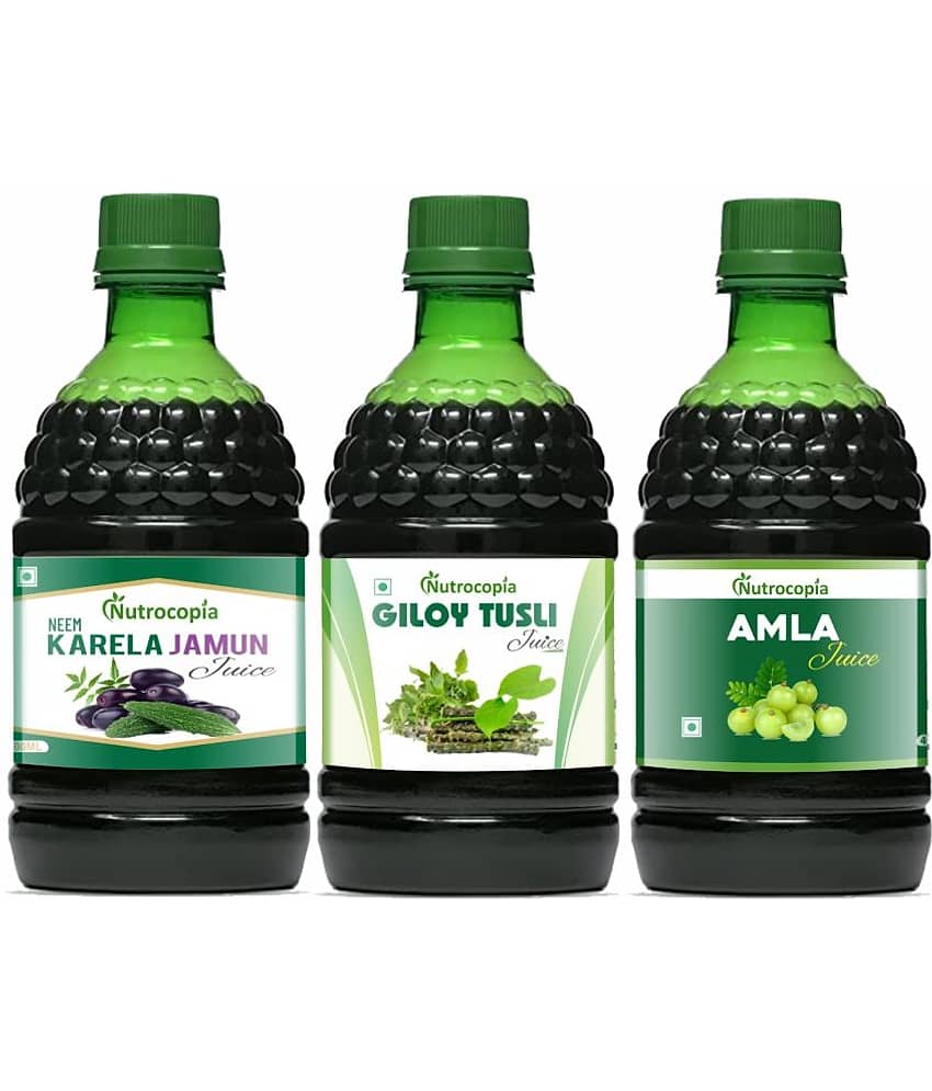 NUTROCOPIA Neem Karela Jamun, Giloy Tulsi & Amla Juice Pack of 3 of 400 ML(1200 ML)