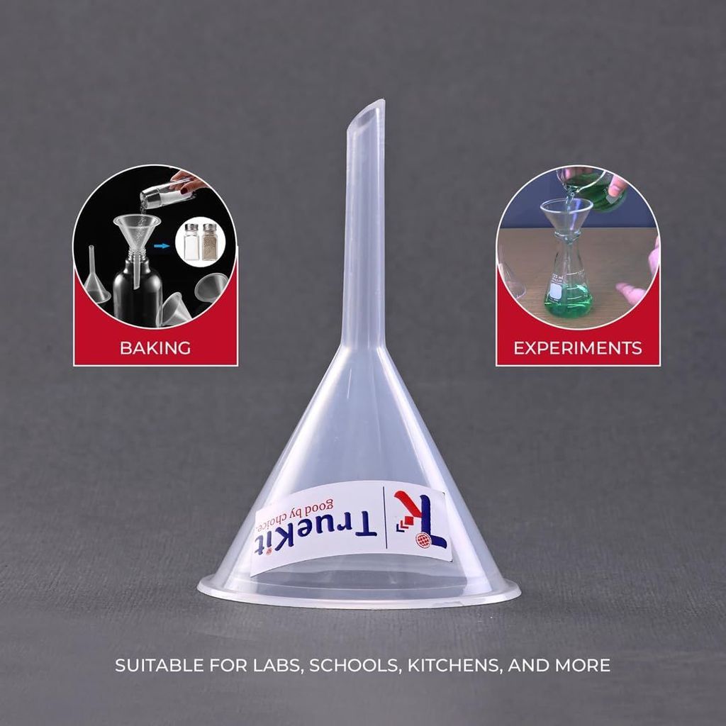TRUEKIT Transparent Plastic Funnel with Long Stem (Pack of 4) view 2