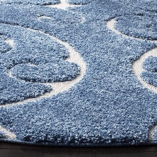GALLERY HOME Silky Smooth Anti-Skid Shaggy Round Carpet with 2 inch Thickness (4 x 4 Round, Blue T1) view 2