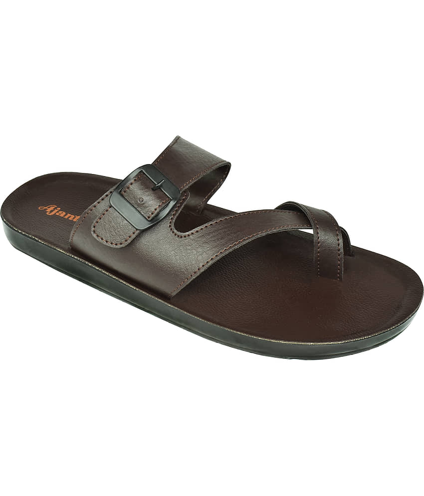 Ajanta Brown Men's Leather Slipper view 2