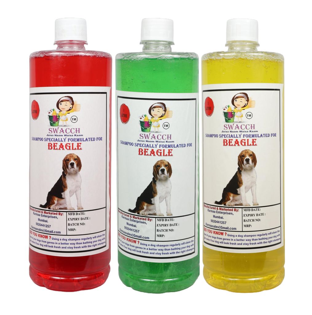 SWACCH Shampoo Specially FORMULATED for Beagle (1 Litre) (Combo Pack of 3) Jasmine,NEEM ALOVERA & Lemon view 2