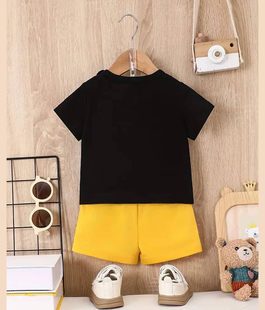 MUSNAH GARMENTS Pack of 1 Boys Cotton T-Shirt & Shorts Set ( Black ) view 2