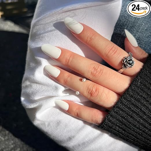 Elegant White Artificial Nails for Women view 2
