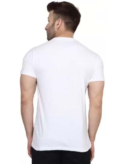 Uttar Pradesh Printed White Round Neck Half Sleeves Polyester T-Shirt for Men | Blood Moon Brand | Cool UP Graphic Tee | Trendy Casual Wear for Boys & Men view 2