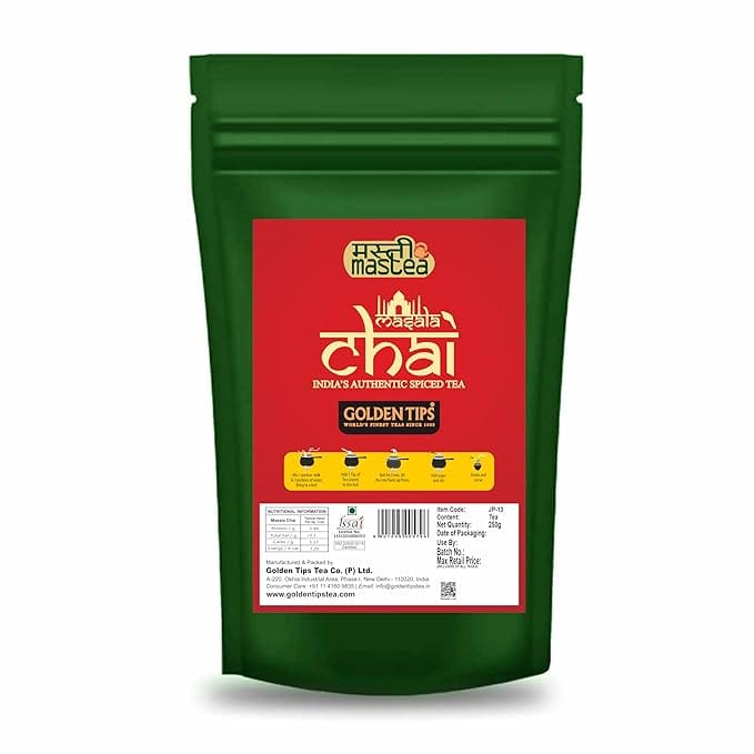Golden Tips Indian Masala Chai, Loose Leaf Black Tea with Green Cardamom & Cinnamon, Spiced Tea Blend, Bold & Aromatic Flavor, Traditional Indian Chai (200 Gram, 100 Cups) view 2