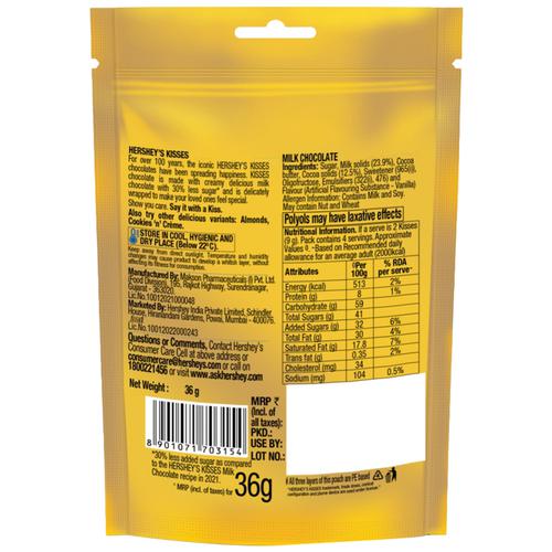 Hershey's Kisses Milk Chocolate - 30% Less Sugar, 36 gm view 2