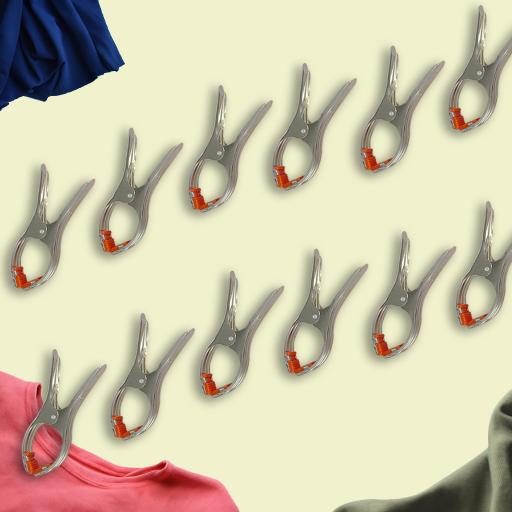Hazel Stainless Steel Clothes Clips with Plastic Grip , Heavy-Duty Rust-Resistant Laundry Cloth Pegs for Drying Clothes , Pack of 12 view 2
