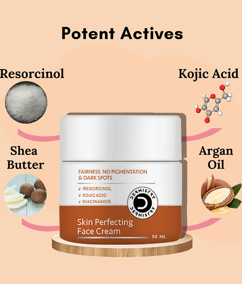 Dermistry Hyper Pigmentation Fairness Kojic Acid Face Cream Skin D Tan Whitening Lightening Brightening Shine Care Anti Blemishes Pigment Melasma Removal Glowing Beauty Moisturizer Goree Gora Lotion Serum Pack Scrub Facial Kit Bleach Cleanser Mask-50ml view 2