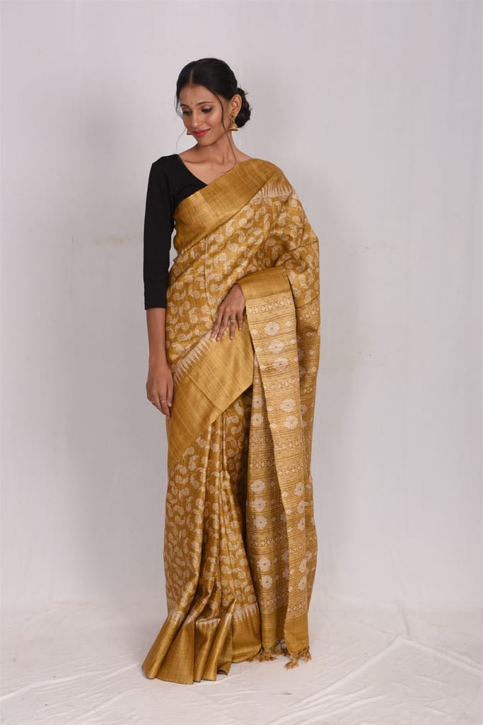 RTXGH PRINTED SILK SAREE(SA03170)MUSTARD YELLOW view 2