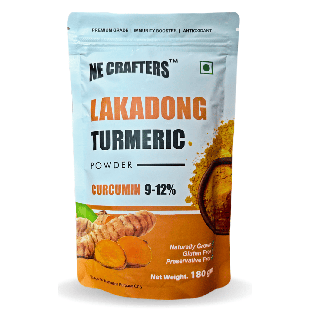 NE CRAFTERS Lakadong Turmeric Powder - 180gm | Premium Golden Spice | Organic Turmeric Powder & 10 to 12% High Curcumin Certified | Chemical Free Haldi Powder & Sourced From Jaintia Hills, Meghalaya (180, gram)