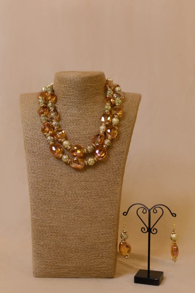 Faceted crystal Glass Bead Necklace view 2