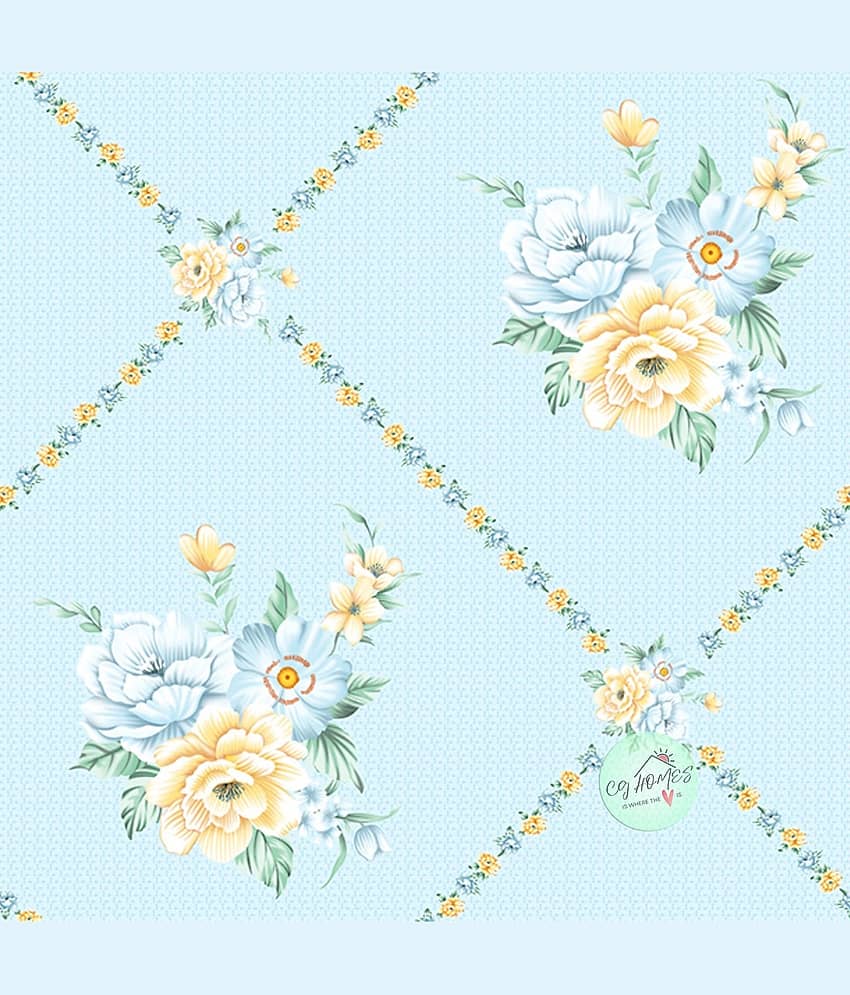 CG HOMES Microfibre Floral Fitted ( Double Bed ) - Sky Blue view 2