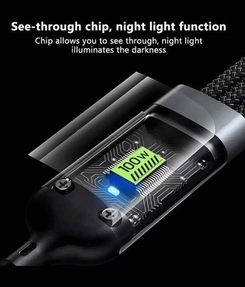 100w 3-in-1 LED Display 3A Fast Charging Cable Usb Type C Micro Charger Cable Braided Cable view 2