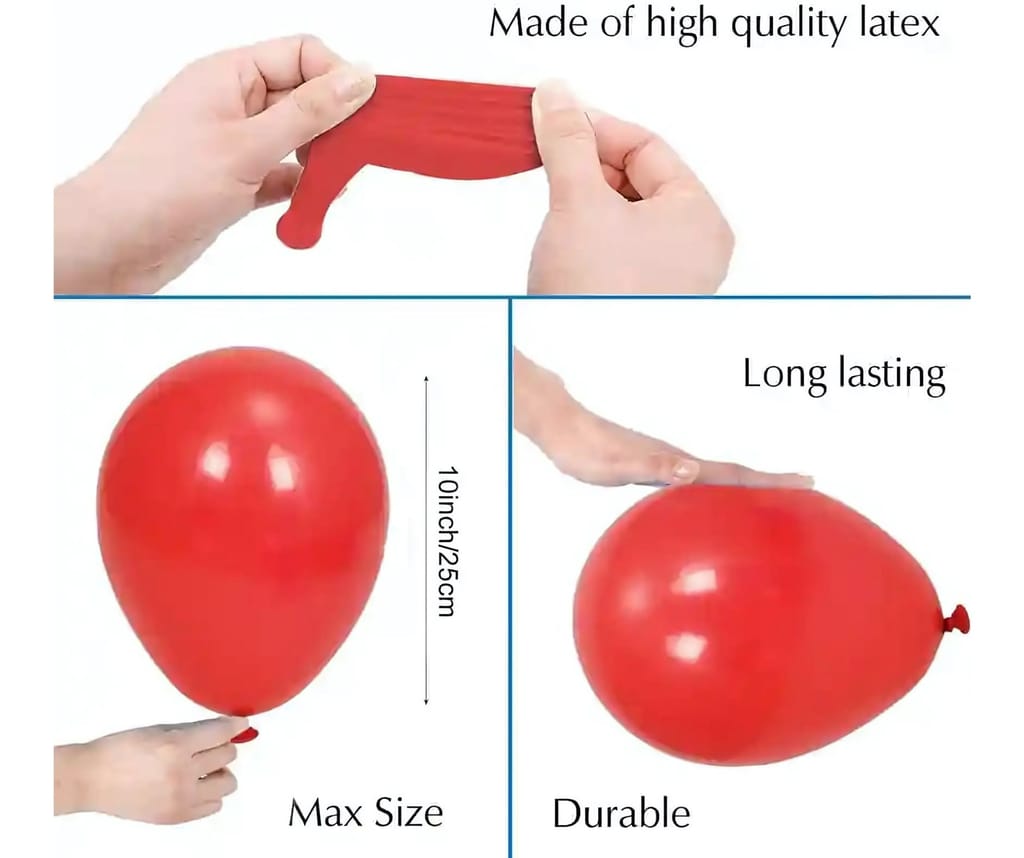 Party Balloons - Round Shape (100 PC) - Red & White view 2