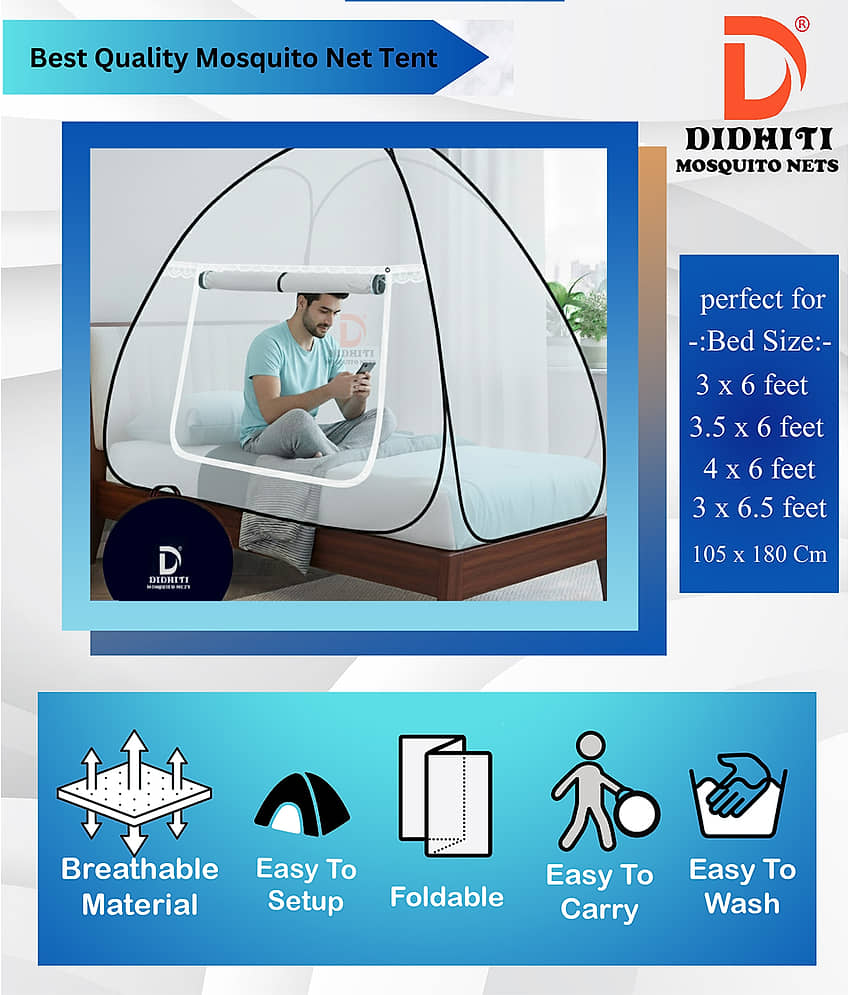 didhiti - White Polycotton Foldable Mosquito Net ( Pack of 1 ) view 2