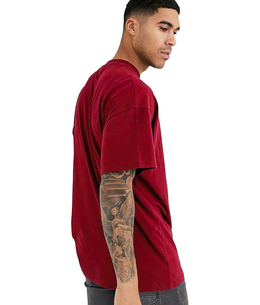 Leotude Men Cotton Blend Oversized Fit Printed T-Shirt ( Orange ) view 2