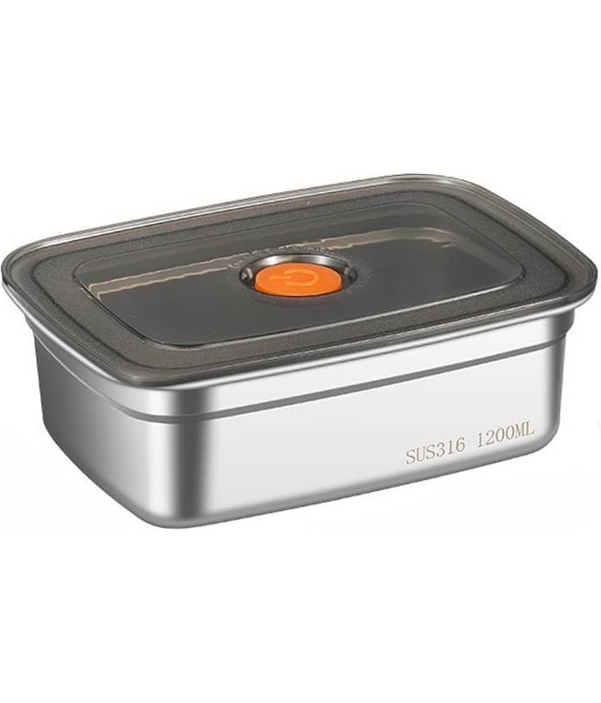 RAVISTRA Fridge Storage box Steel Silver Food Container ( Set of 3 )