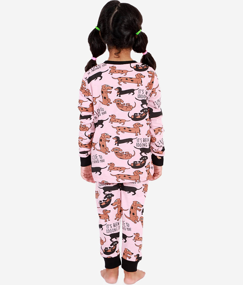 Lazy Shark Pack of 1 Girls Cotton Blend Nightsuit Set ( Pink ) view 2
