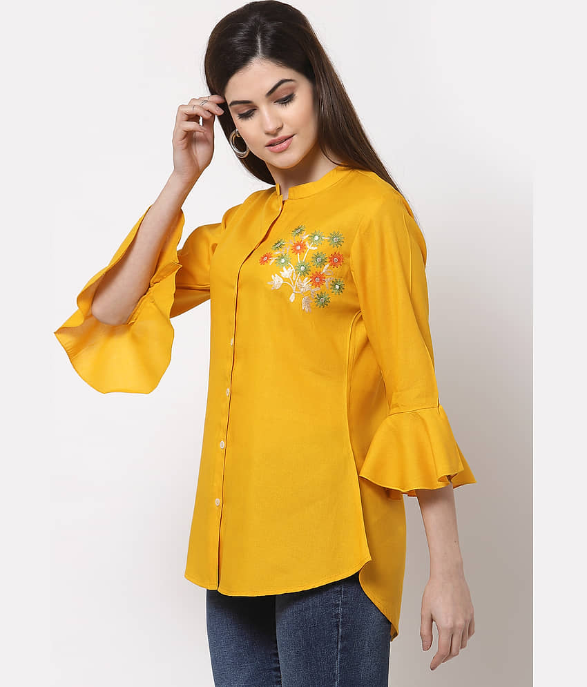 Kbz Women Rayon Shirt ( Yellow ) view 2