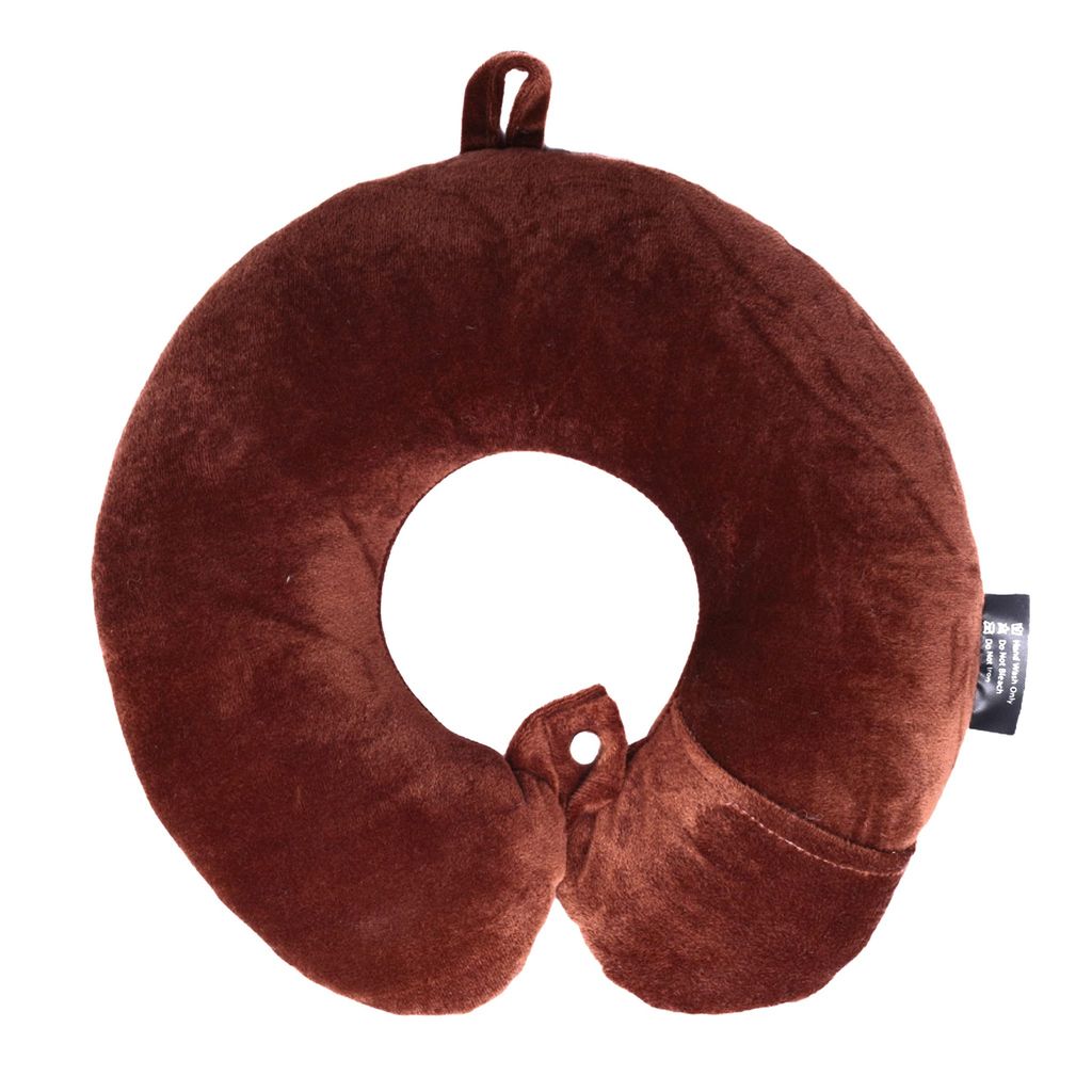 FAIRBIZPS Unisex Neck Travel Comfort Cotton Pillow with Brown Sleeping Eye mask Travel Pillow and Accessories for Plane Flight Bus and Office for Men and Women (Pack of 1) view 2