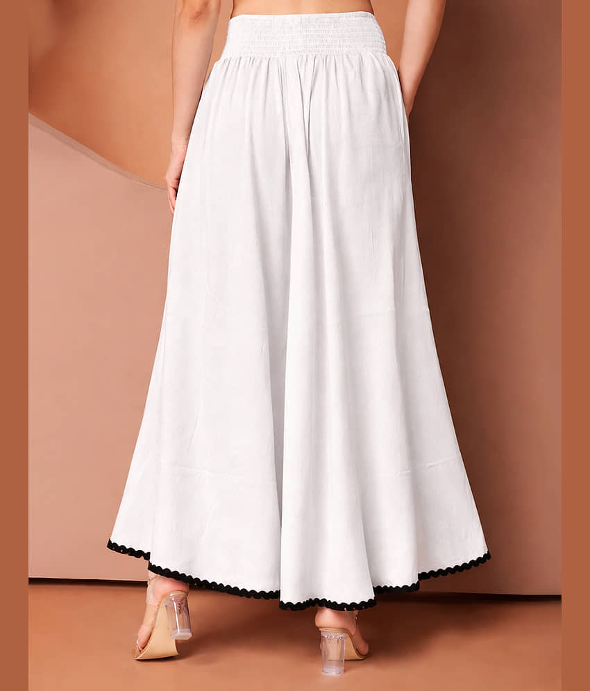 ZWERLON Women Viscose Wide Leg Trousers ( White ) view 2