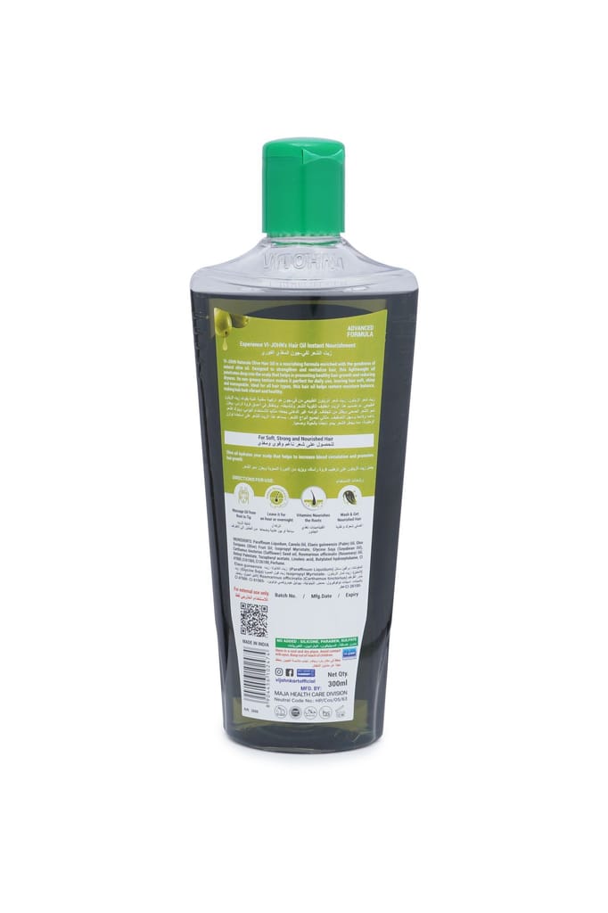 VI-JOHN NATURALE Olive Enriched Hair Oil | Nourish & Protect with Vitamin A.E & F | Natural Hair Growth | for All Hair Types | Men and Women | 300ML view 2