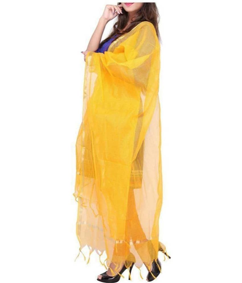 Apratim Yellow Chanderi Dupatta - Single view 2