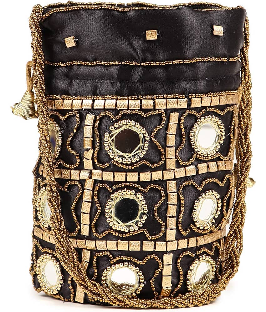 Bulbul Black Satin Potli view 2