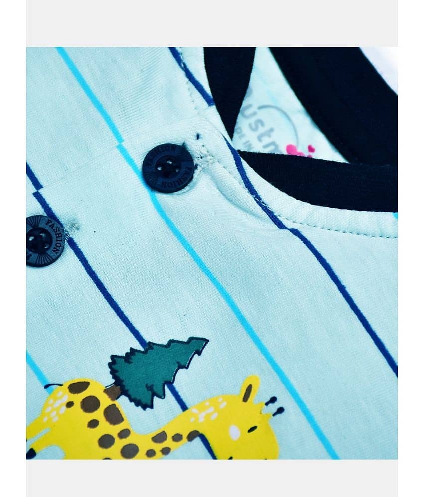 mustmom Pack of 1 Unisex for Baby Cotton Blend T-Shirt & Shorts ( Blue ) view 2