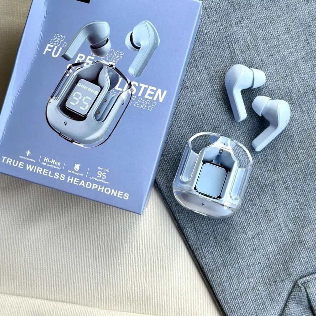 UltraPods Max TWS Earbuds Pro Bluetooth | Transparent Design | Fast Charging | 13mm HD Bass Drivers | Built-in Mic | Running, Outdoors, Music Sound (Multicolor) view 2