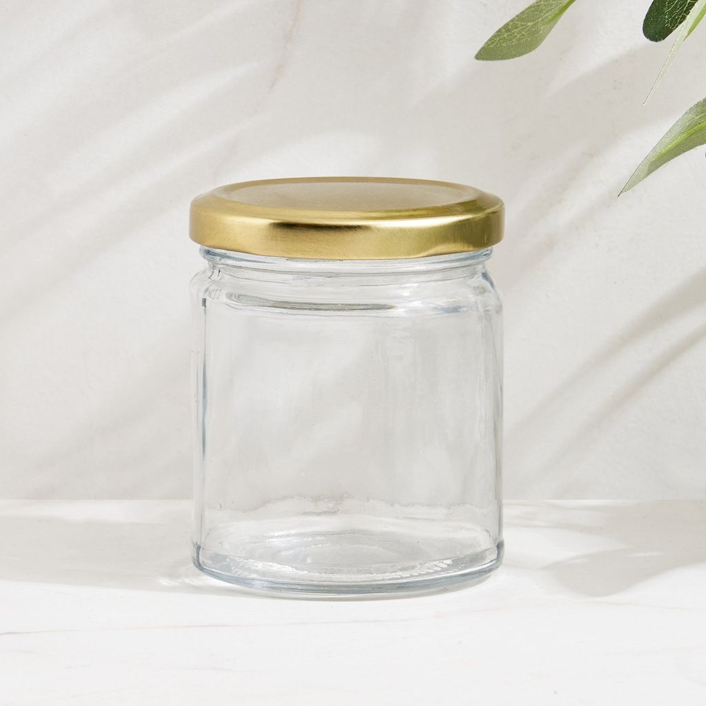 Syndleyz Airtight Clear Glass Storage Jars with Gold Lids 200 Ml - Set of 6 view 2