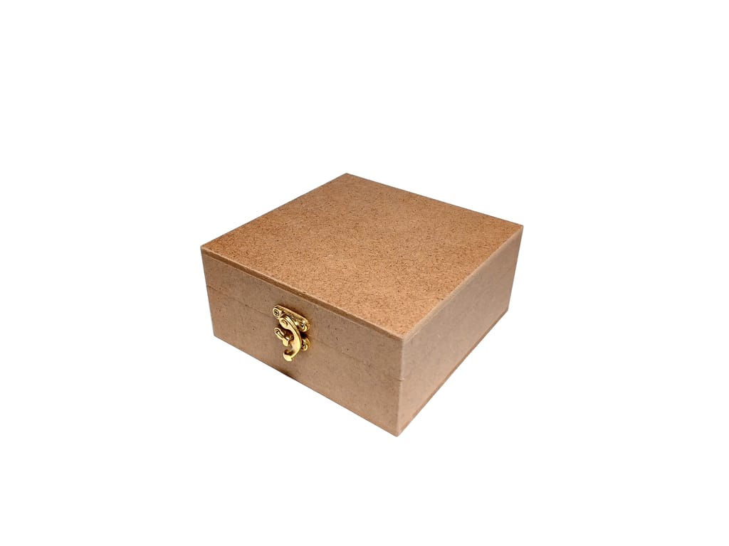 DEVESHA DIY Wooden Storage Box - 6 × 6 × 2.75 Inch | MDF Box for Art, Craft, Decoupage, Decoration & Storage | Handmade Wooden Jewelry Box with Lock view 2