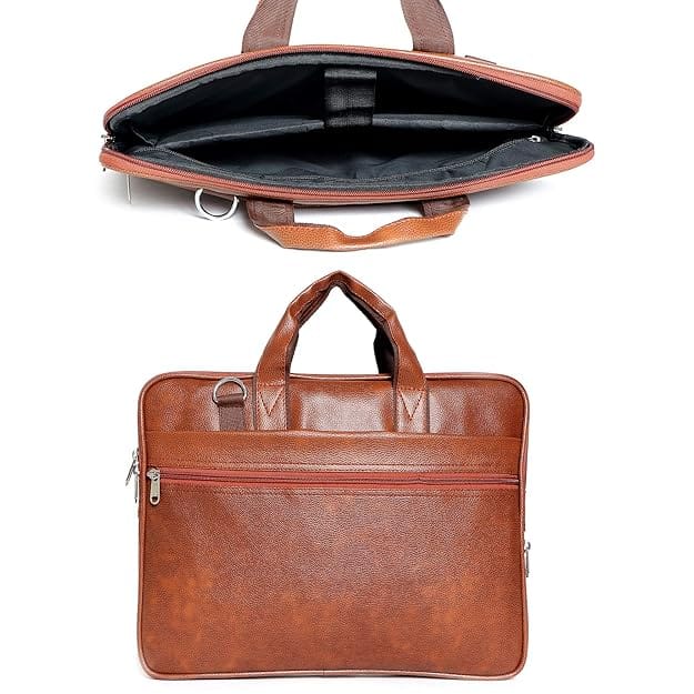 Tan Leather Messenger Bag for Men view 2