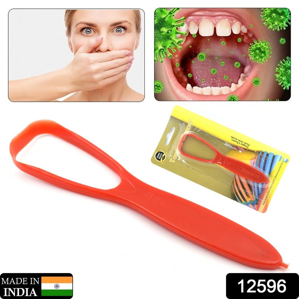 Plastic Tongue Cleaner For Kids & Adults | Tongue Scraper For Bad Breath, Maintain Oral Hygiene for Daily Use | for Fresh Breath & Bacteria Removal | Improved Taste Plastic With Handle Tongue Cleaner (1 Pc ) view 2