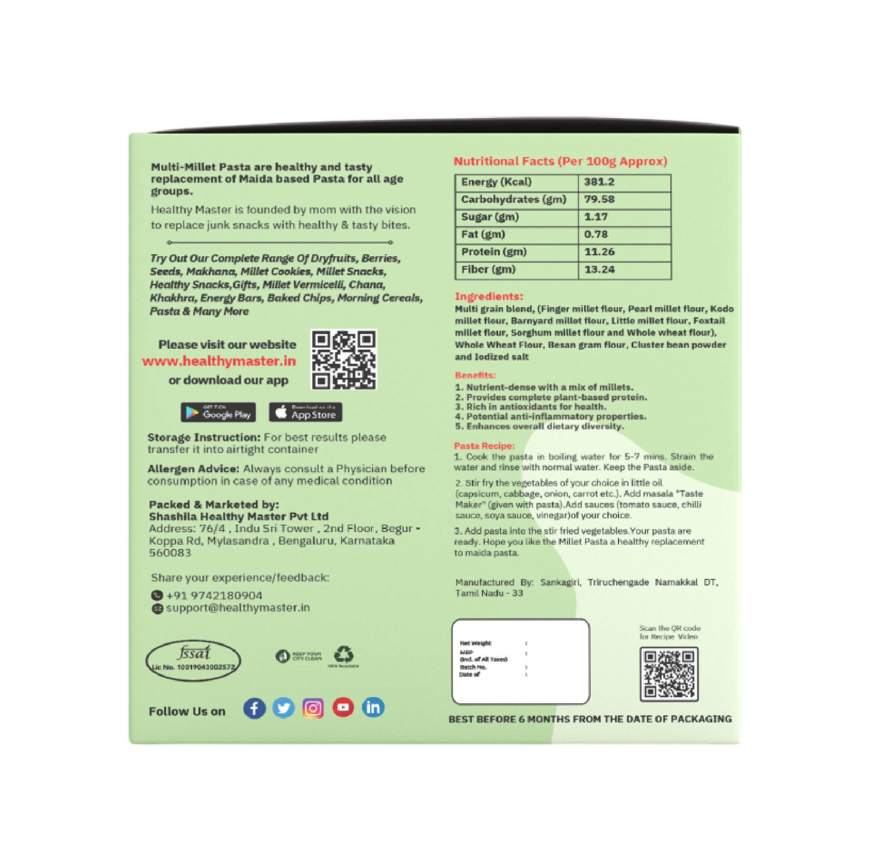 Healthy Master Multi Millet Pasta -200 gm view 2