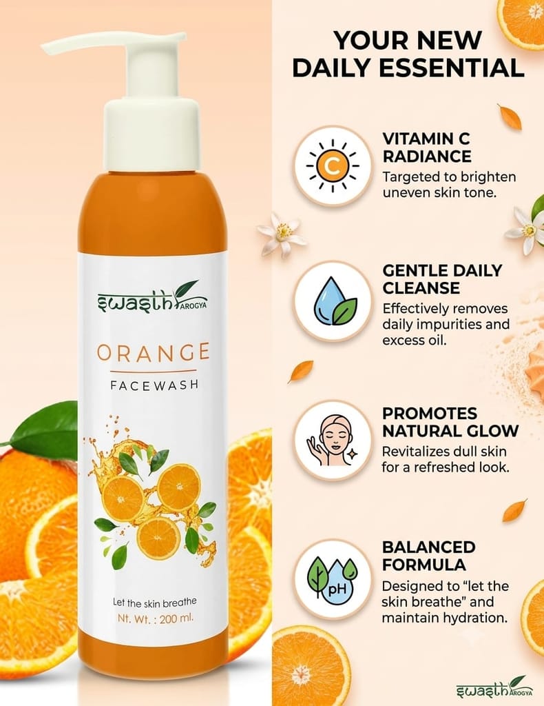 Swasth Arogya Orange Face Wash || Beauty Toner || Skin Tan Removal || Vitamin E || Pack Of 1 Bottle Fresh Orange Face Wash (200ml.) view 2