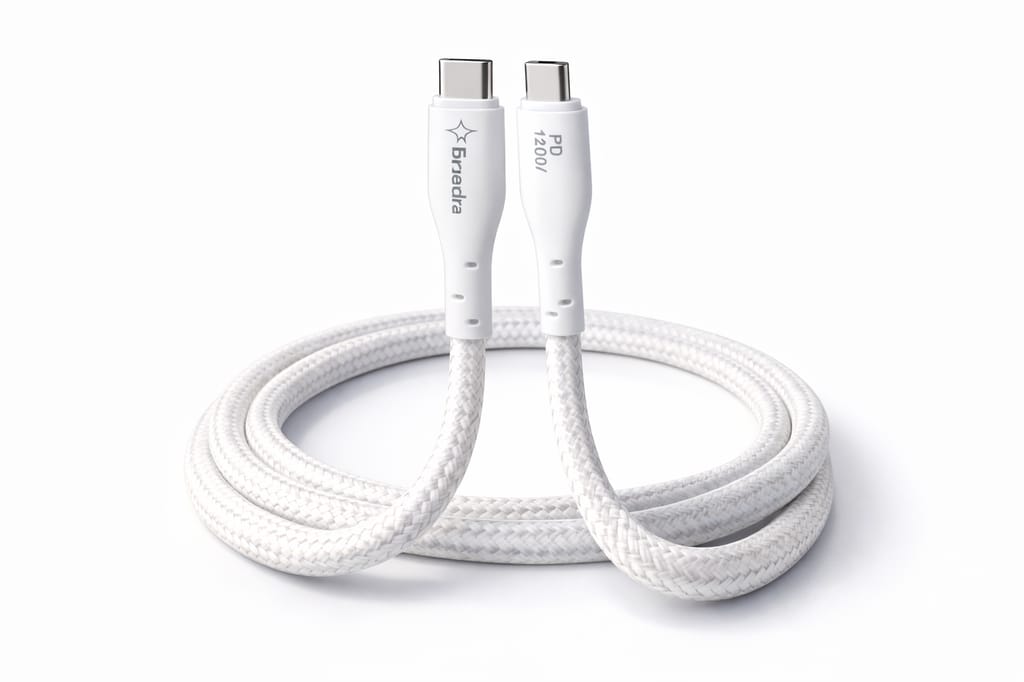 Tarendra 120W PD Fast Charging Type C to Type C Cable 1.5 Meter 5 Core Nylon Braided, Supports VOOC, SuperVOOC, Dash, Dart, Warp, Compatible with iPhone 15/16, Samsung Galaxy S24/S23, OnePlus 12/11, Realme, Redmi, iPad