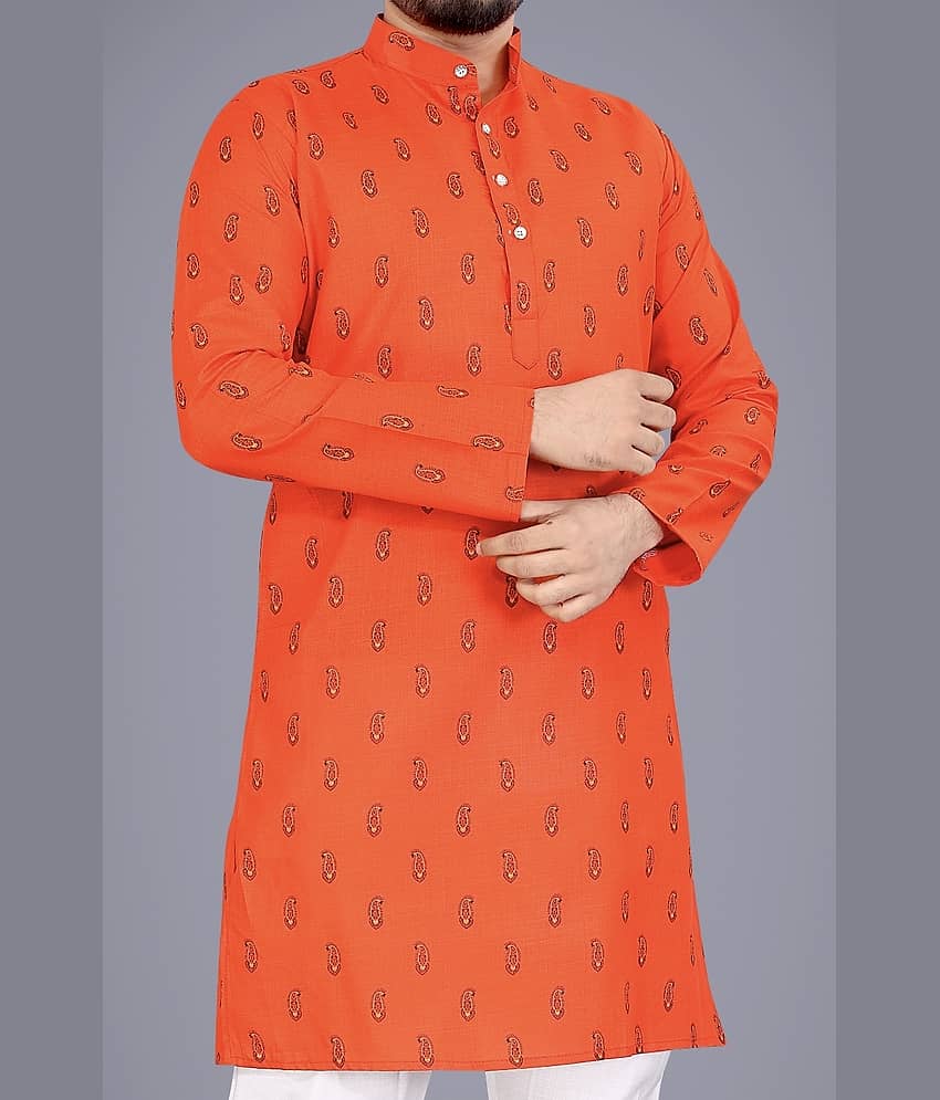 Nofilter Orange Cotton Blend Men's Regular Kurta ( Pack of 1 ) view 2
