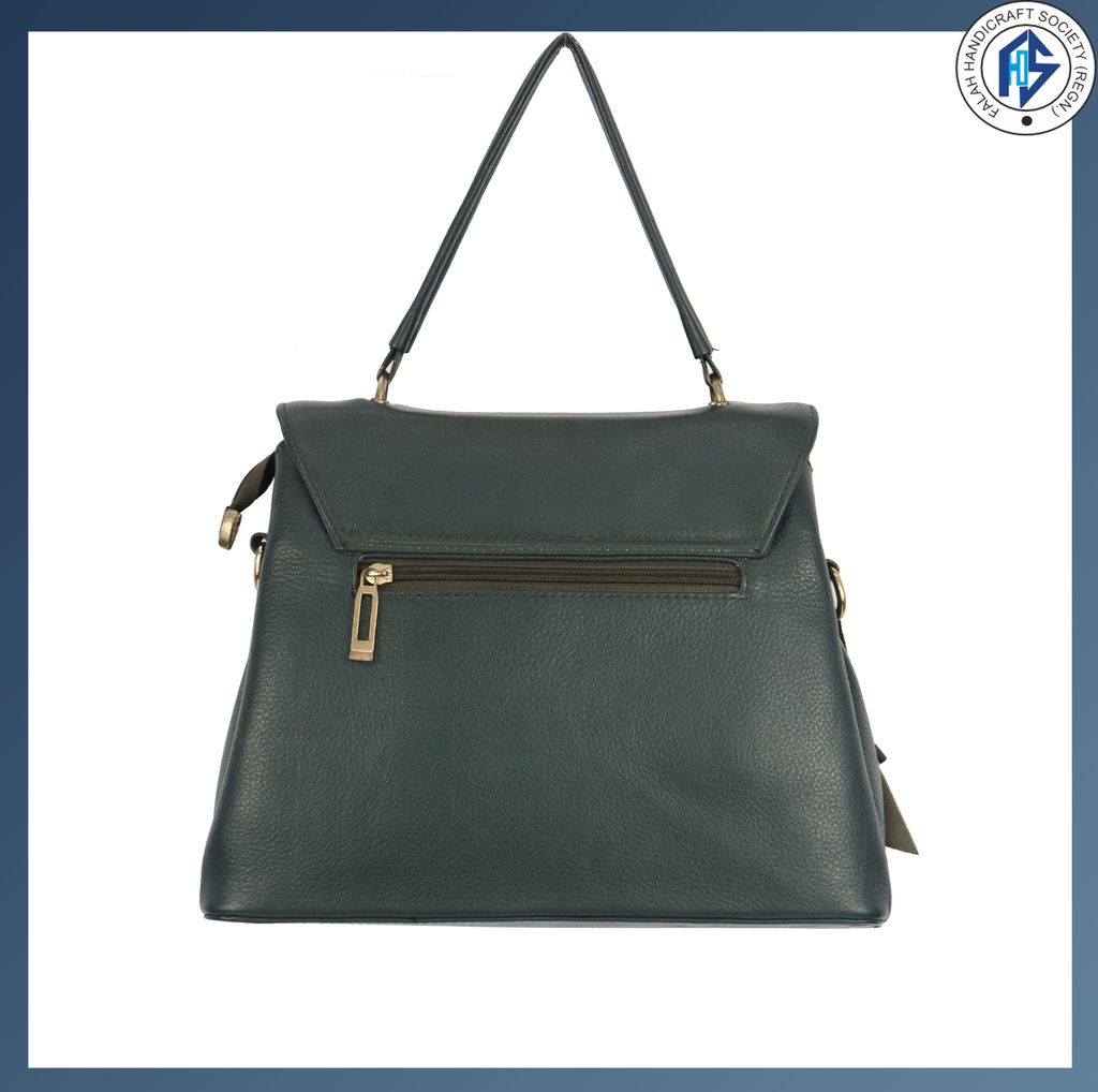 Genuine Leather Stylish Green Satchel Bag for Girls & Women - Green view 2