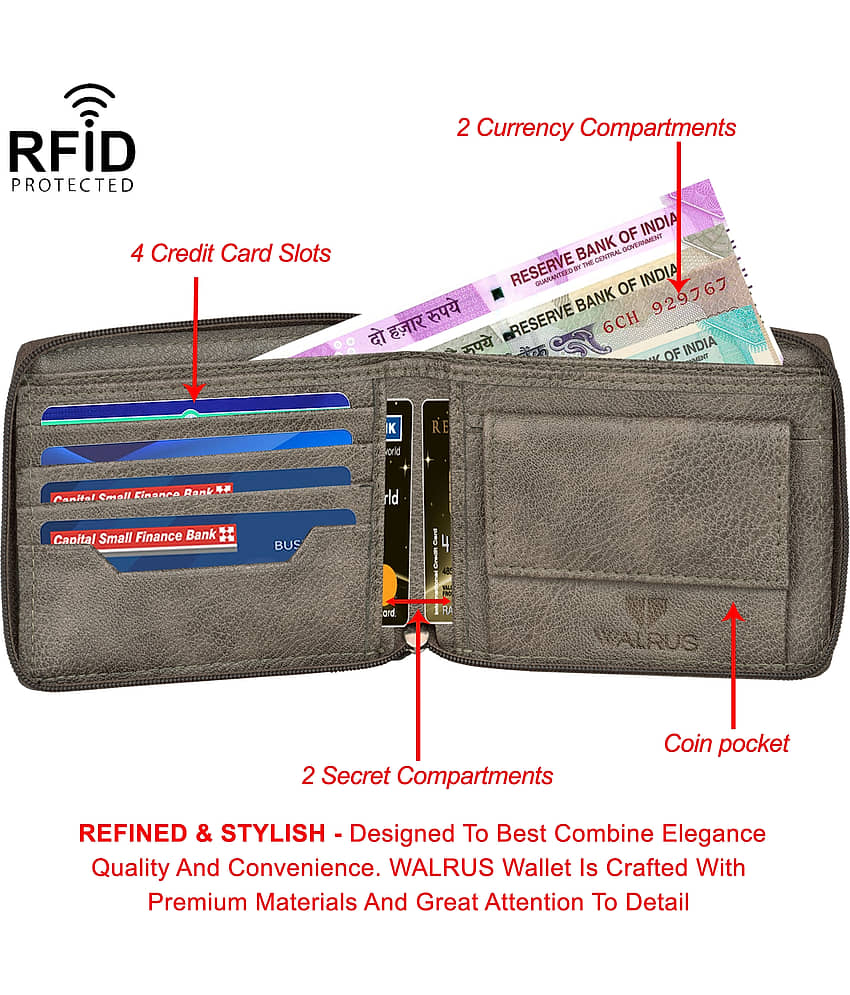 Walrus Faux Leather Gray Casual Regular Wallet view 2