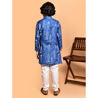 PrintCultr Boys Festive & Party Kurta and Pyjama Set (Blue) view 2