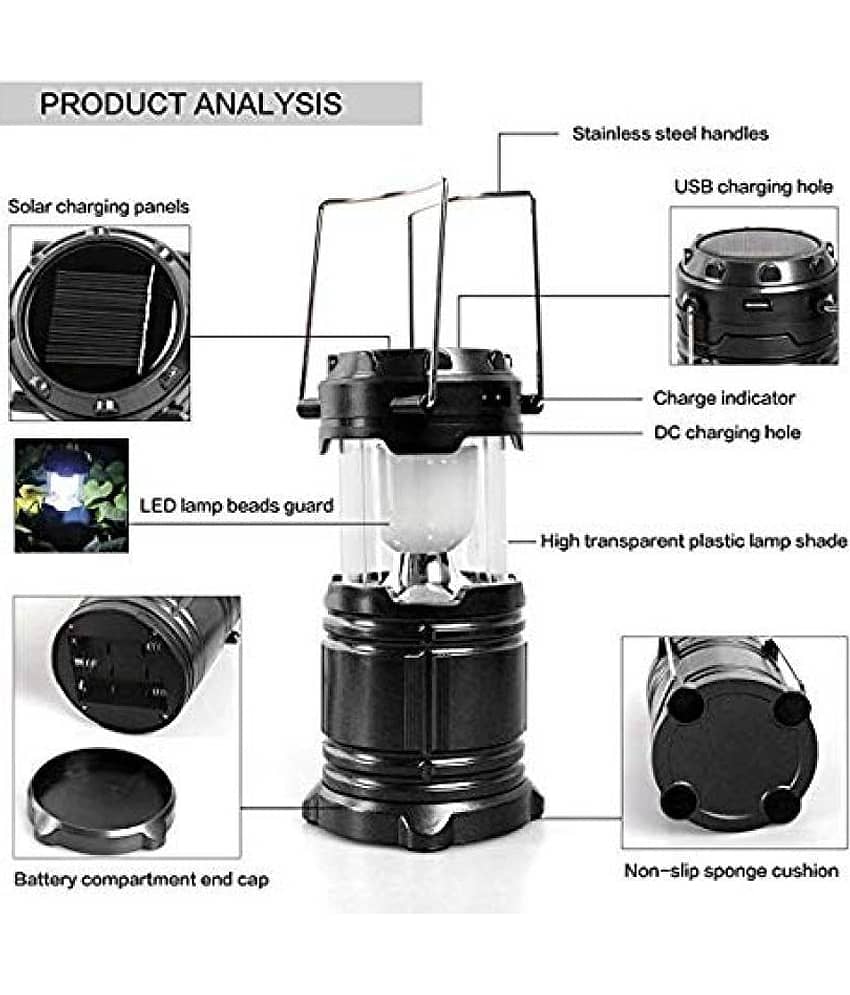 DEHMY 3W Emergency Light Solar Torch lamp Black - Pack of 1 view 2
