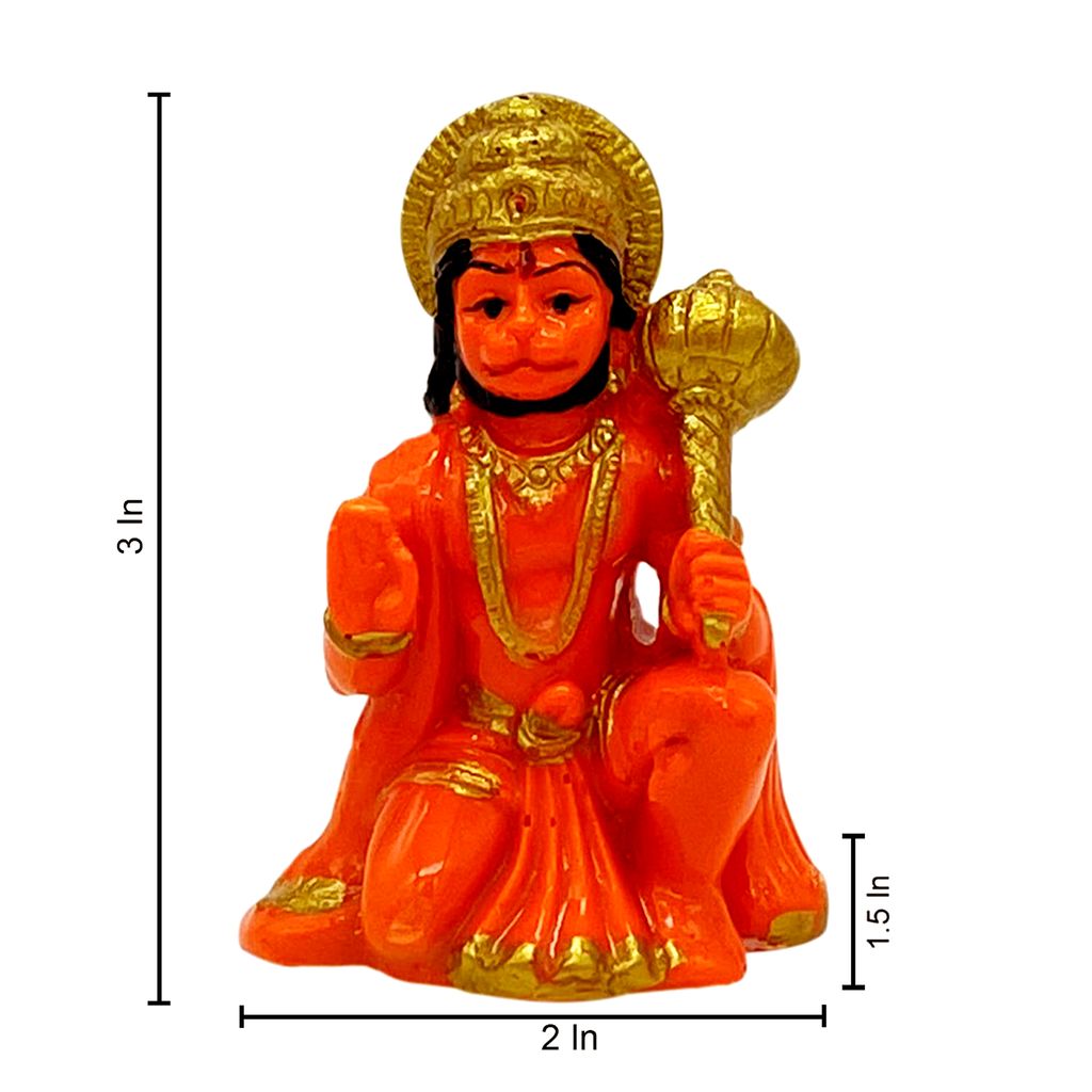 Vishu Store: Handicraft Marble Dust Sinduri Hanuman Ji Murti Idol for Car Dashboard | Hanuman Ji Blessing Posture with Gada | Balaji Ji Ki Murti for Home Office Temple Pooja Decor (Pack of 1) view 2