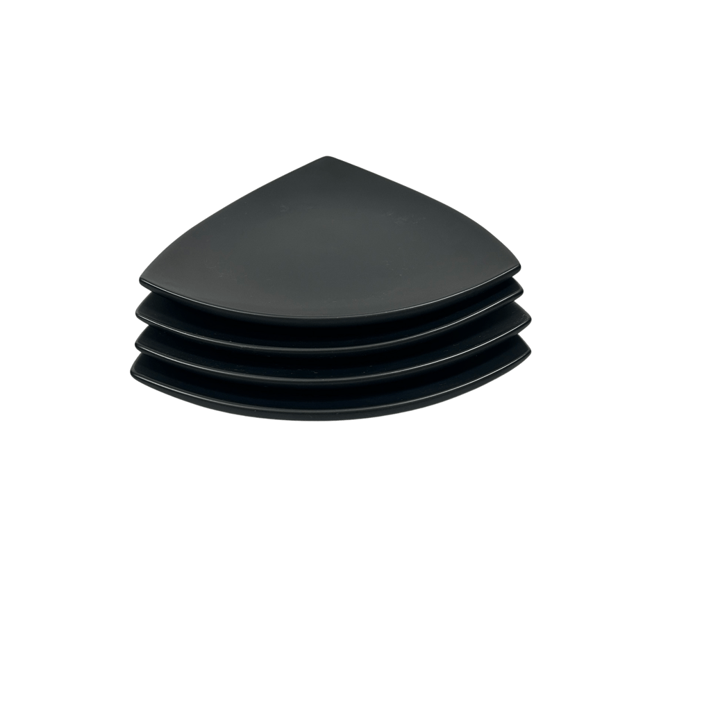 Ceramic Dining Matte Black Triangle Ceramic Quarter Plates- Set of 4 view 2