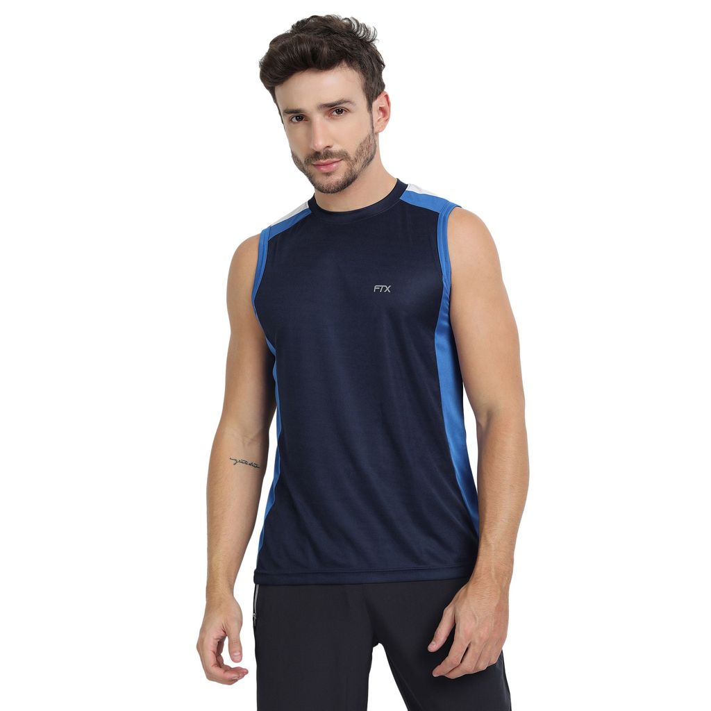 FTX Men Colorblock Round Neck Sleeveless Tshirt