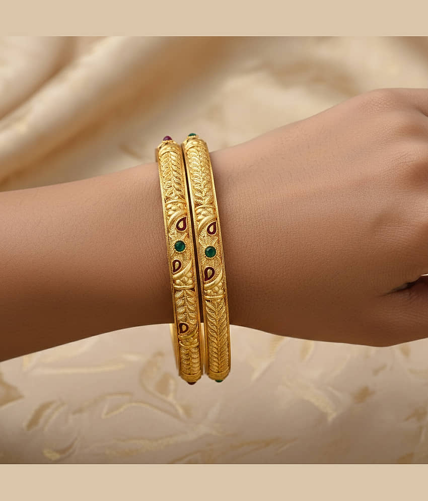 VIVASTRI Gold Bangle Set ( Pack of 4 ) view 2