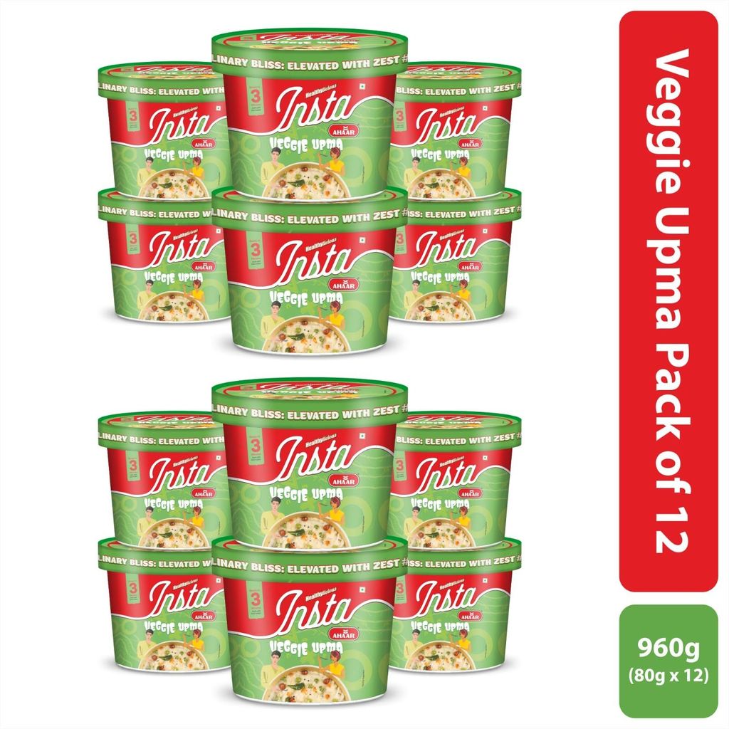 Insta Ahaar Veggie Upma - Cup 80g | Ready-to-Eat | Instant Snack view 2